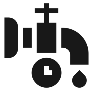 Faucet icon with water drop silhouette.